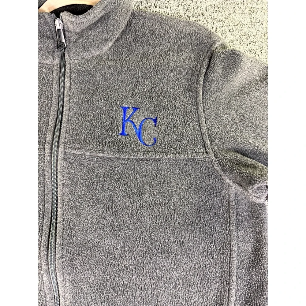 Columbia Fleece Jacket Mens Medium Gray KC Logo Toggle Hem Full Zip Outdoor